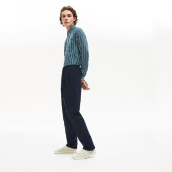 Lacoste Pleat-Front Twill Chinos Pánské - Chino Kalhoty Tmavě Blankyt Blankyt | CZ-7JTxvo